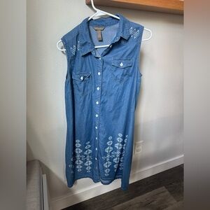 Bit & Bridle Denim Blue Dress with White Patterns